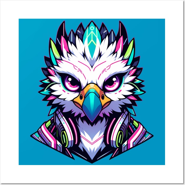 Cyberpunk Neon Avian Anthro Griffin Wall Art by Blue Bull Bazaar